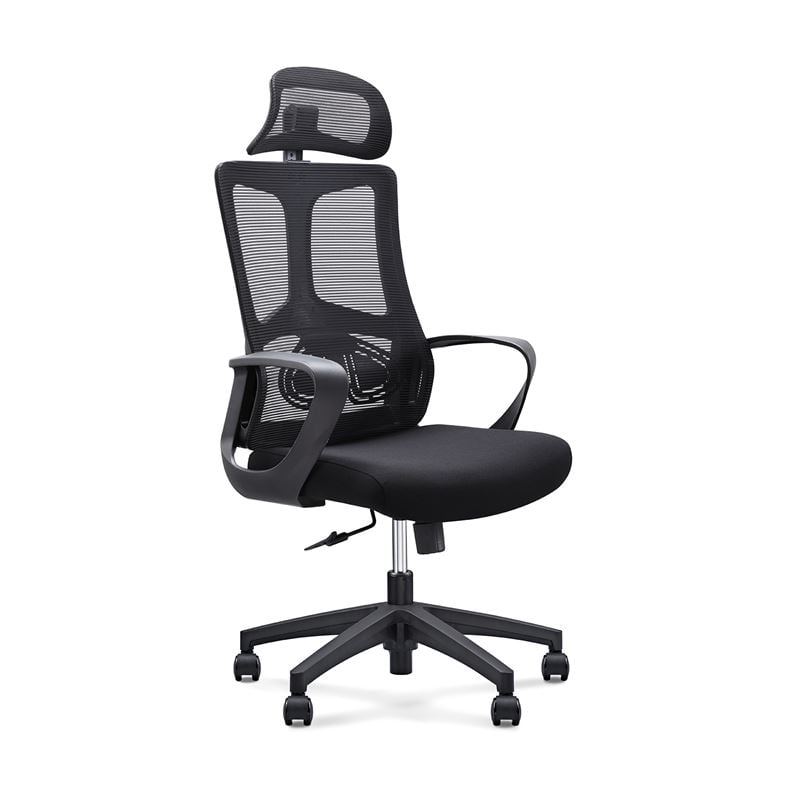 BF8600 Πολυθρόνα Γραφείου Διευθυντή, Mesh Μαύρο, Ύφασμα Μαύρο