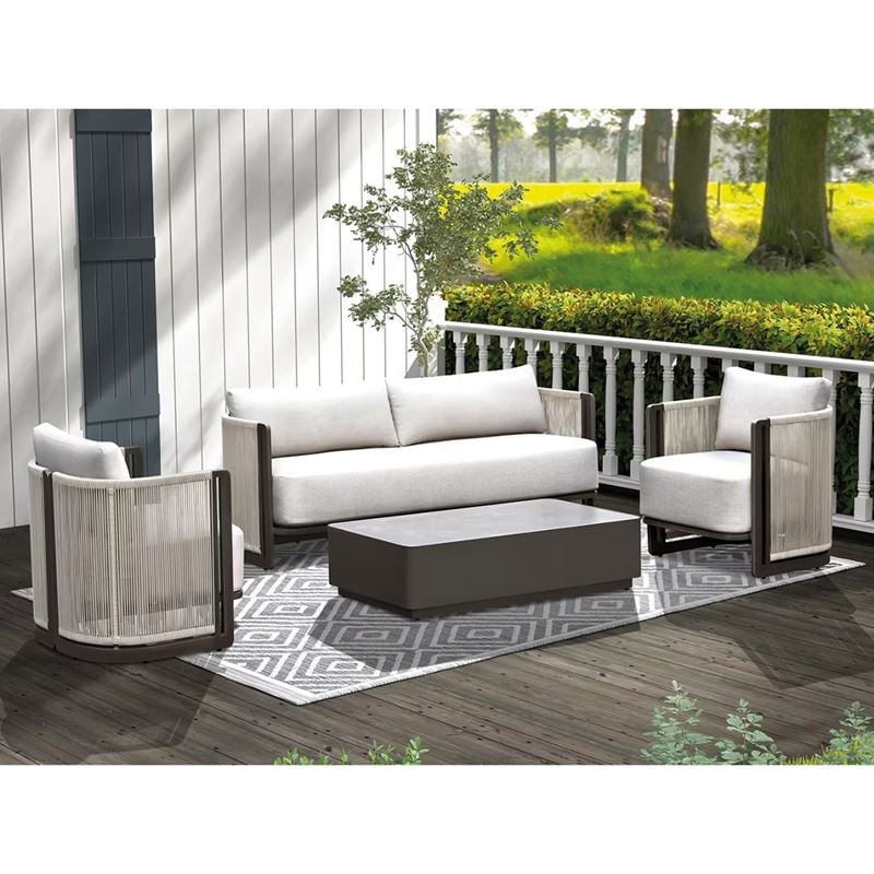BOSTON Living Set Σαλόνι Καθιστικό Κήπου - Βεράντας Alu Ανθρακί - Μπεζ