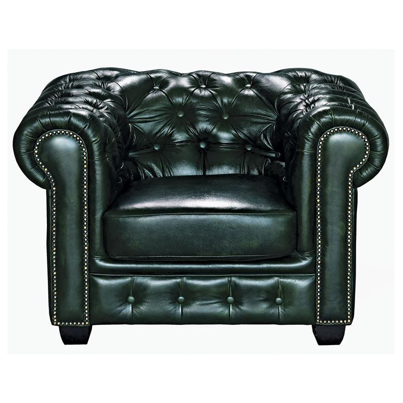 CHESTERFIELD 689 Πολυθρόνα Σαλονιού - Καθιστικού, Δέρμα, Απόχρωση Antique Green
