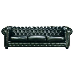 CHESTERFIELD Birmingham Καναπές 4Θέσιος Σαλονιού Καθιστικού, Δέρμα AntiqueGreen