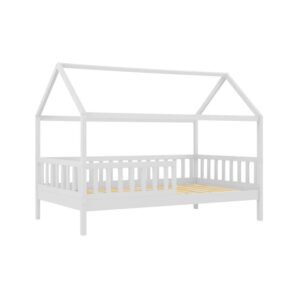 DREAM Montessori Παιδικό Κρεβάτι, για Στρώμα 90x190cm, Ξύλο Πεύκου Απόχρωση Άσπρο