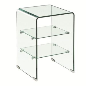 GLASSER Κομοδίνο Clear 2 Ράφια - Γυαλί 10mm / 5mm