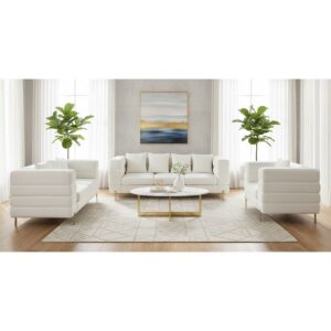 MORRIS Set Σαλόνι - Καθιστικό 3θέσιος + 2θέσιος + Πολυθρόνα Ύφασμα Teddy Άσπρο