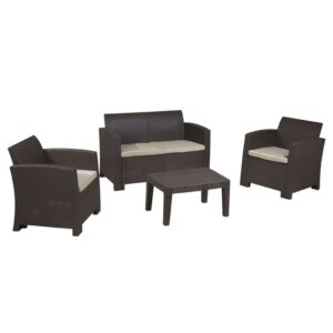 SAVANNA Set Σαλόνι Κήπου Βεράντας K/D, PP-UV Καφέ Μαξιλάρια Grey-White