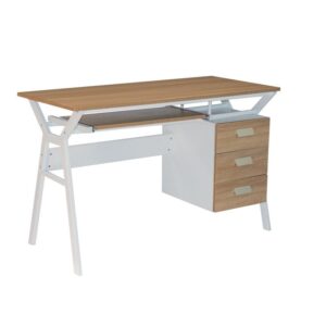 UNIT Γραφείο Μέταλλο Βαφή Άσπρο, Melamine Απόχρωση Sonoma