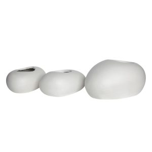 FLOWER POT-ROCK Set 3 τεμαχίων, Cement Απόχρωση White