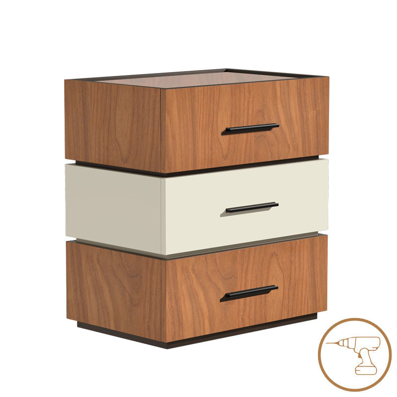 Κομοδίνο Sonlen pakoworld mdf σε καρυδί-μπεζ απόχρωση 60x40x66εκ