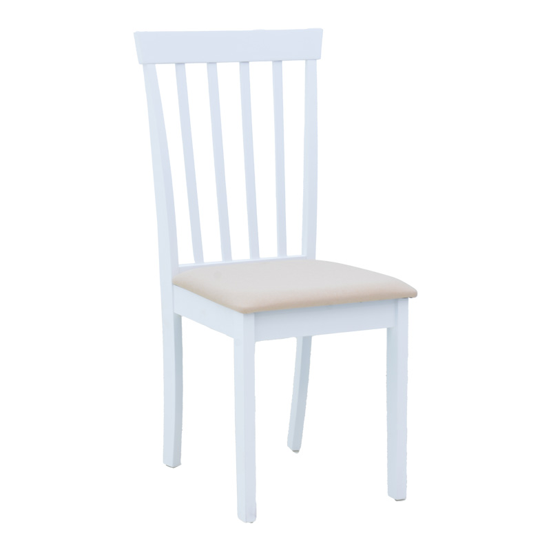 Καρέκλα Houston pakoworld rubberwood σε λευκή απόχρωση 40x49x94εκ
