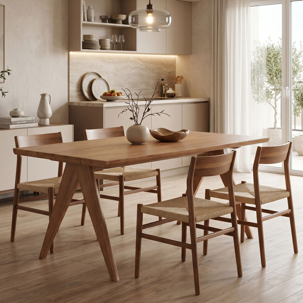 Τραπέζι Winslow pakoworld ξύλο rubberwood ανοικτό καρυδί 160x85x75εκ
