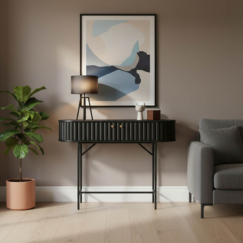 Κονσόλα Zakro pakoworld MDF-μέταλλο σε μαύρη απόχρωση 100x35x75εκ