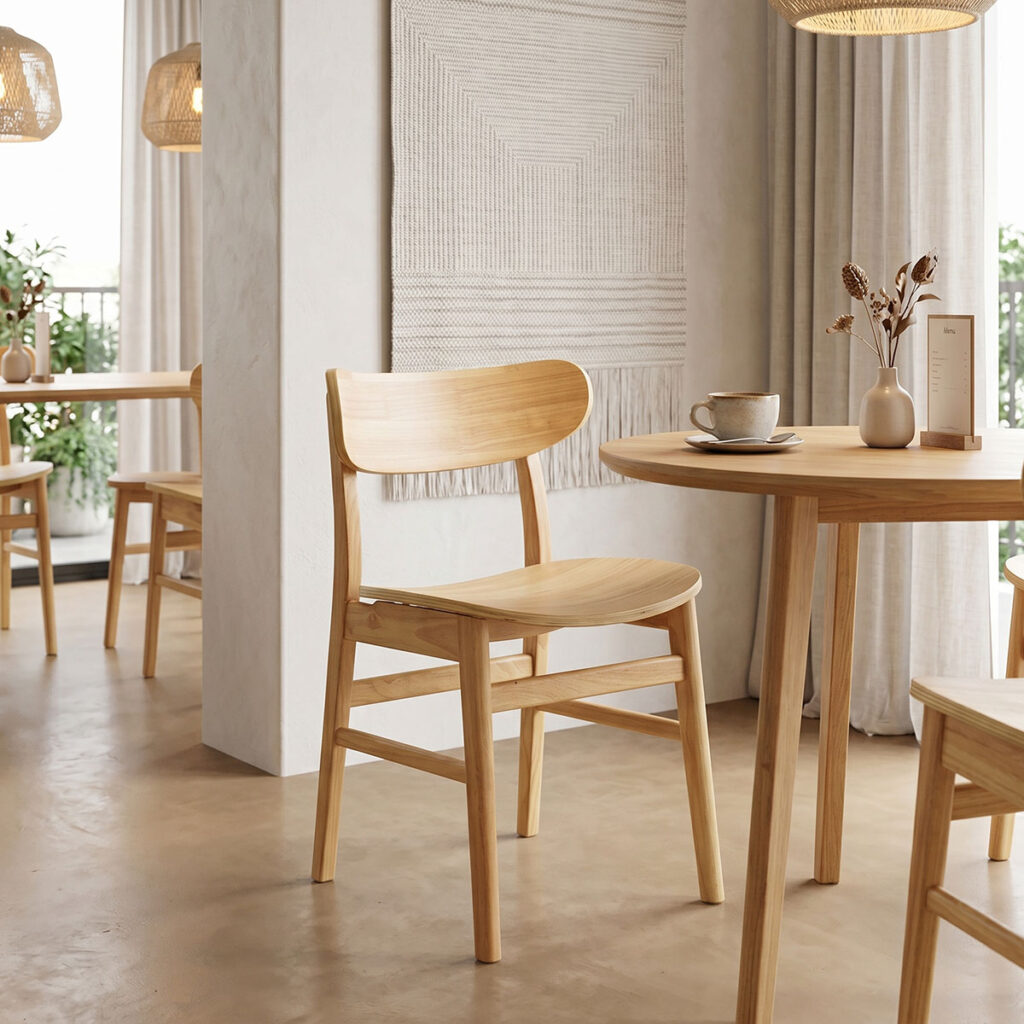 Καρέκλα Lumnia pakoworld rubberwood σε φυσική απόχρωση 46x50x76εκ