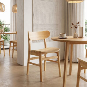 Καρέκλα Lumnia pakoworld rubberwood σε φυσική απόχρωση 46x50x76εκ